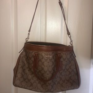Brown Coach Signature Bag with Removable Strap